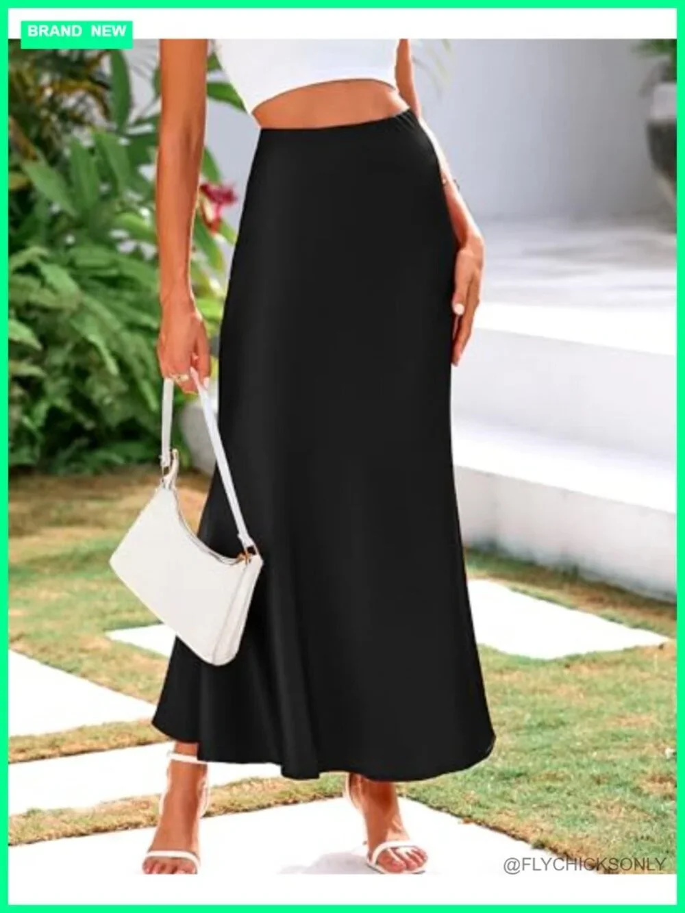 Satin Mermaid Maxi Skirt High Waist Business Casual Cocktail